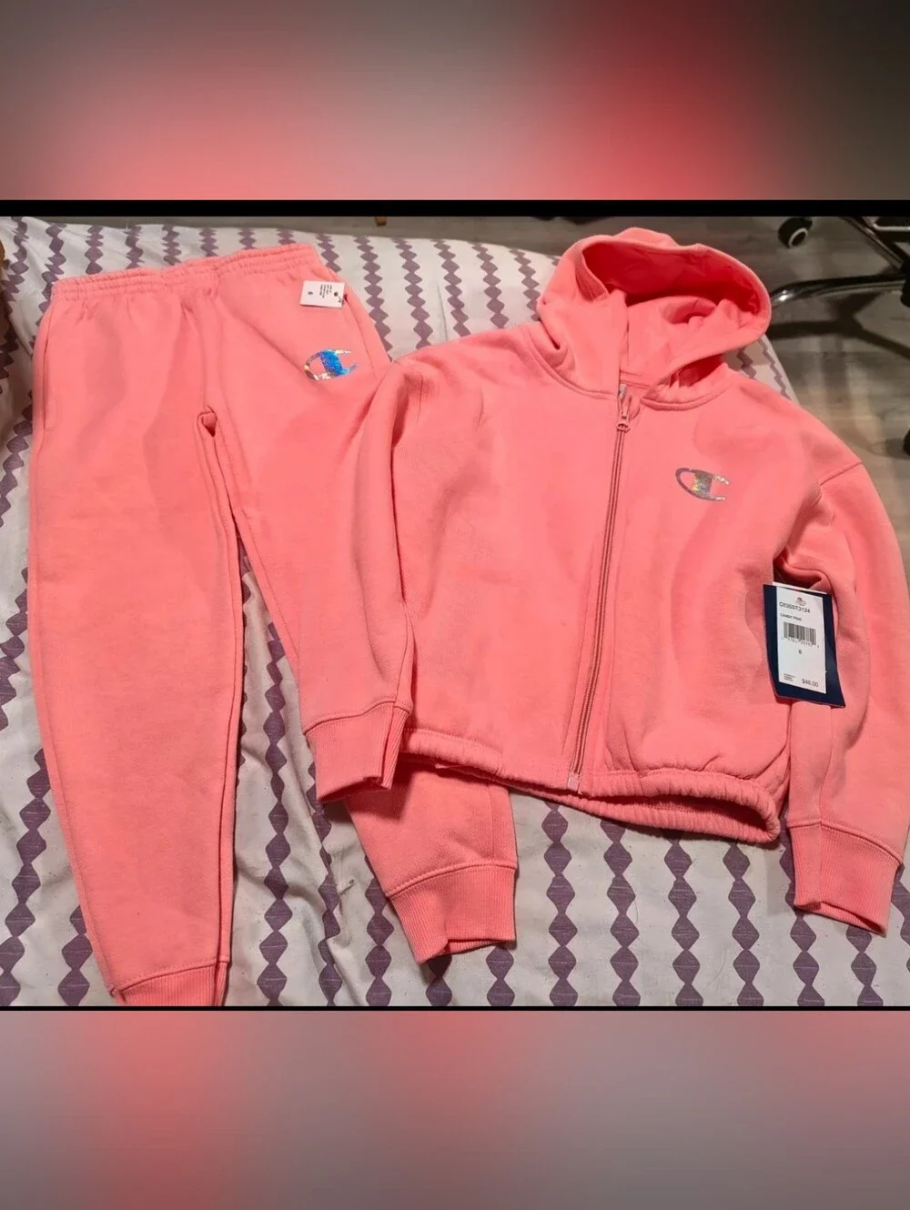 Champion Girls' Pink Hooded Zip Jacket & Sweatpants Set